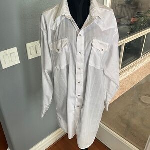 Panhandle Slim 18/35 Crisp White Pearl Button Made in USA Western Cowboy Shirt